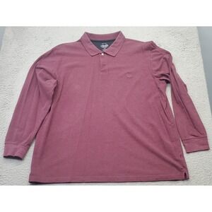 Chaps Polo Shirt Mens XXL Burgundy Stretch Easy Care Side Slit Collared Popover